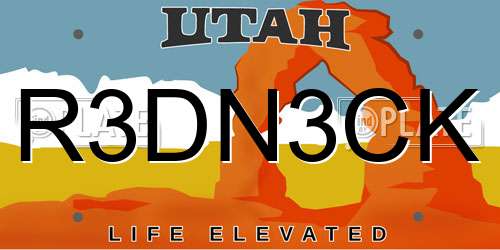 R3DN3CK Utah License Plate