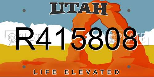 R415808 Utah License Plate