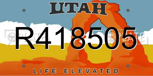 R418505 Utah License Plate