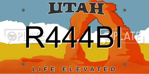 R444BI Utah License Plate
