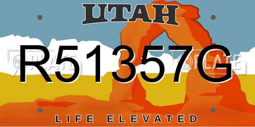 R51357G Utah License Plate