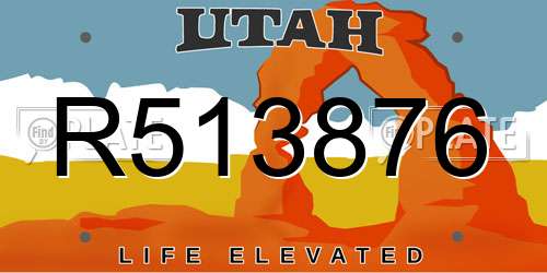 R513876 Utah License Plate