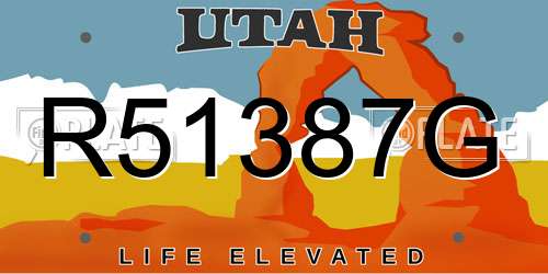 R51387G Utah License Plate