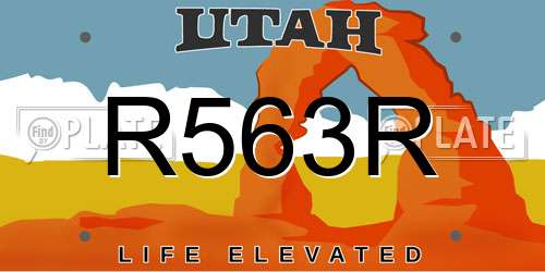 R563R Utah License Plate