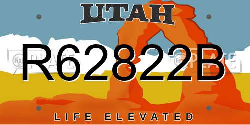 R62822B Utah License Plate