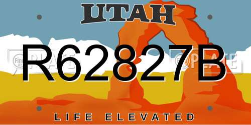 R62827B Utah License Plate