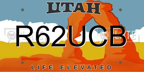 R62UCB Utah License Plate
