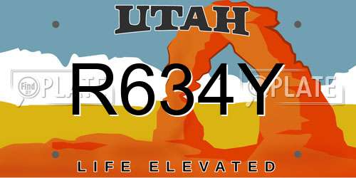 R634Y Utah License Plate