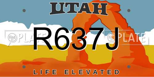 R637J Utah License Plate