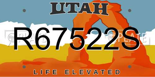 R67522S Utah License Plate