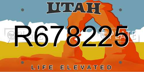 R678225 Utah License Plate