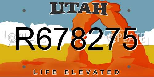 R678275 Utah License Plate