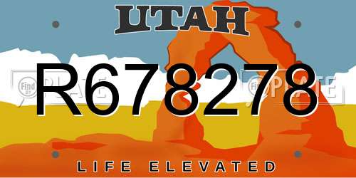 R678278 Utah License Plate