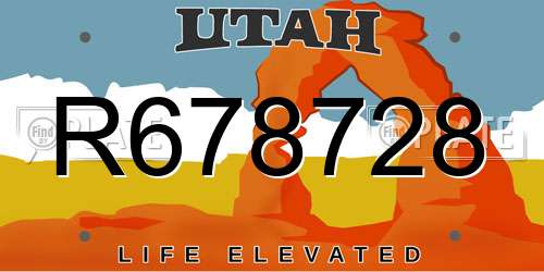 R678728 Utah License Plate