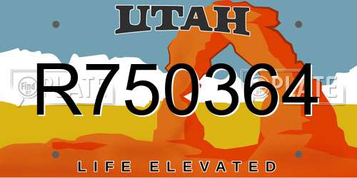 R750364 Utah License Plate