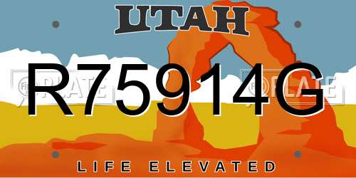 R75914G Utah License Plate