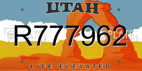R777962 Utah License Plate