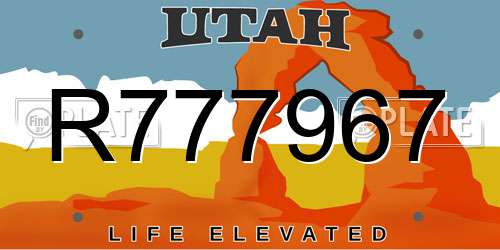 R777967 Utah License Plate