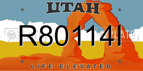 R80114I Utah License Plate