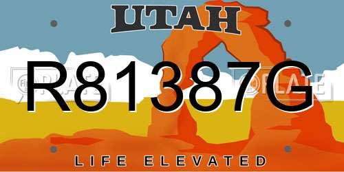 R81387G Utah License Plate