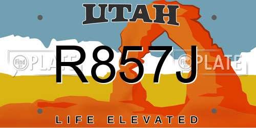 R857J Utah License Plate