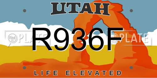 R936F Utah License Plate