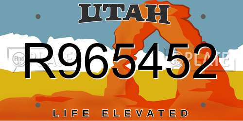 R965452 Utah License Plate