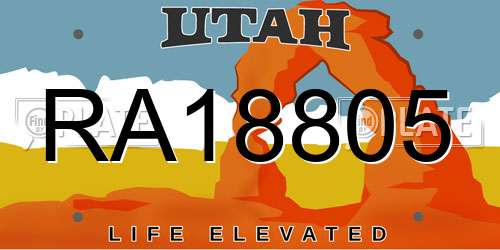 RA18805 Utah License Plate