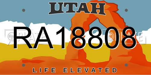 RA18808 Utah License Plate
