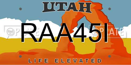 RAA45I Utah License Plate