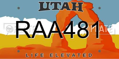 RAA481 Utah License Plate