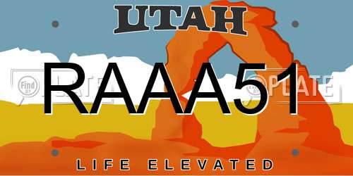 RAAA51 Utah License Plate