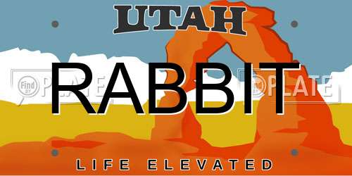 RABBIT Utah License Plate