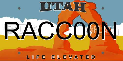 RACC00N Utah License Plate