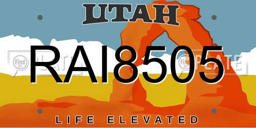 RAI8505 Utah License Plate