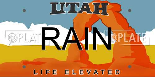 RAIN Utah License Plate