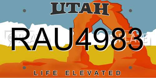 RAU4983 Utah License Plate