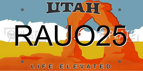 RAUO25 Utah License Plate