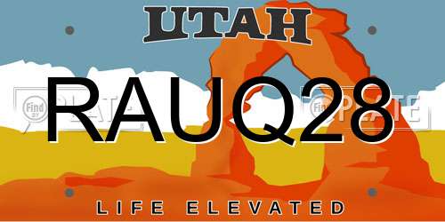 RAUQ28 Utah License Plate