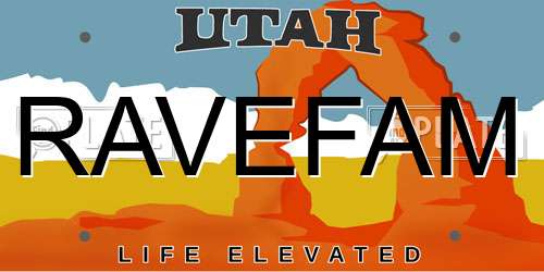 RAVEFAM Utah License Plate
