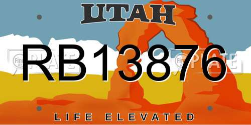 RB13876 Utah License Plate