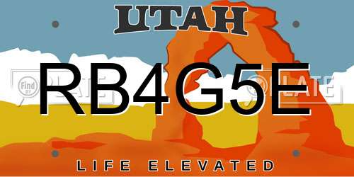 RB4G5E Utah License Plate