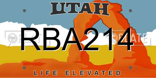 RBA214 Utah License Plate