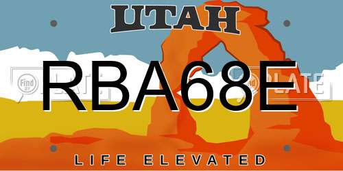 RBA68E Utah License Plate