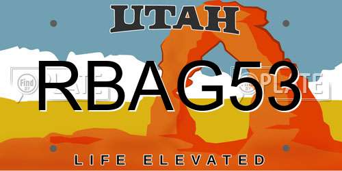 RBAG53 Utah License Plate