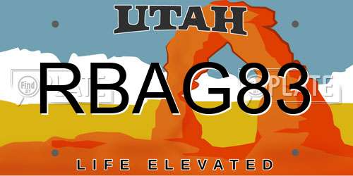 RBAG83 Utah License Plate