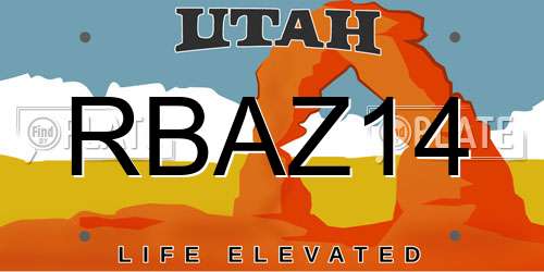 RBAZ14 Utah License Plate