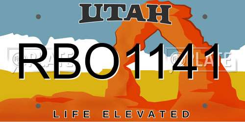 RBO1141 Utah License Plate