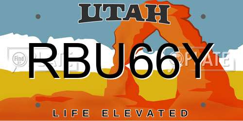 RBU66Y Utah License Plate