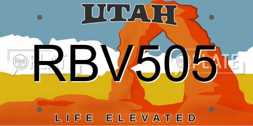 RBV505 Utah License Plate